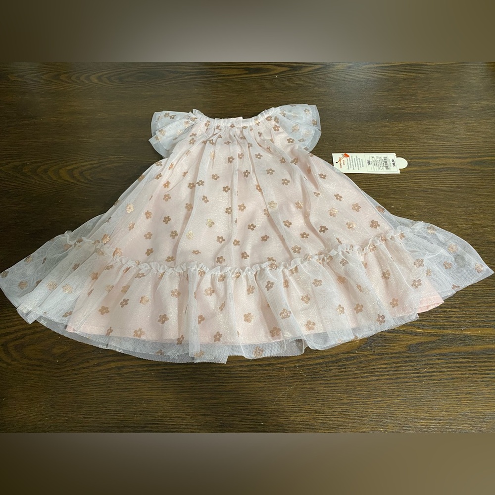 NWT Cat and Jack Gorgeous Shimmery Daisy Sparkle Tulle Dress Easter 12 Months